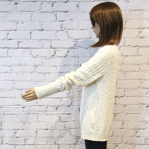 GAP - Classic angora blend cream long sleeve pullover cable knit sweater - Picture 7 of 10